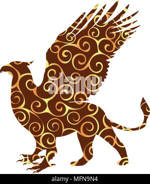 Silhouette modèle Griffin mythologie ancienne fantaisie. Vector illustration. Illustration de Vecteur