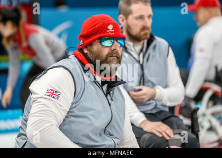 2018 13 mars. Jeux paralympiques 2018 Peyongchang en Corée du Sud. Session de curling en fauteuil roulant. Team GO Banque D'Images