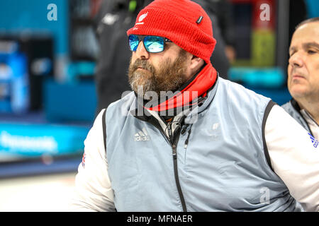 2018 13 mars. Jeux paralympiques 2018 Peyongchang en Corée du Sud. Session de curling en fauteuil roulant. Team GO Banque D'Images