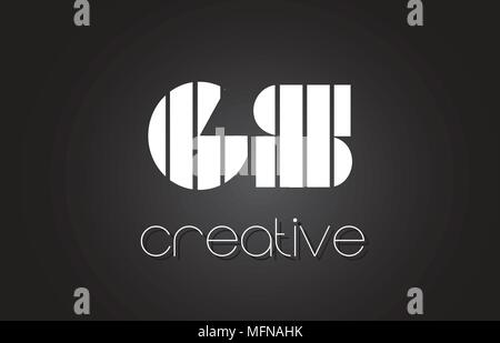 GS G S Creative Lettre Logo Design avec des lignes blanches et noires. Illustration de Vecteur