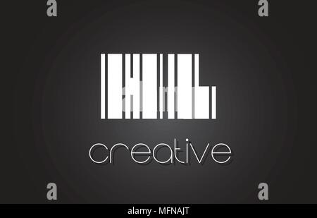 HL H L Lettre de Création Logo Design avec des lignes noires et blanches. Illustration de Vecteur