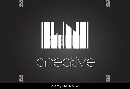 LN L N Lettre de Création Logo Design avec des lignes noires et blanches. Illustration de Vecteur