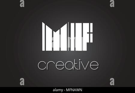 MF M F LETTRE DE Création Logo Design avec des lignes noires et blanches. Illustration de Vecteur
