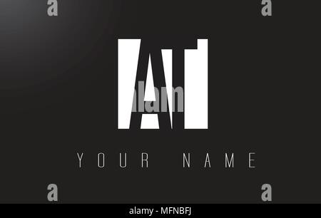 À Lettre avec logo noir et blanc, Design d'espace négatif. Illustration de Vecteur