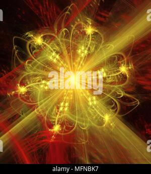 Abstract fractal futuristic golden flower pattern. Rendu 3d illustration d'un motif fantaisie art fractal.. digital art design élément. abstract psyc Banque D'Images