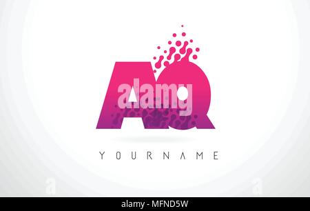 AQ A Q lettre Lettres rose avec logo et couleur pourpre Points Particules Design. Illustration de Vecteur