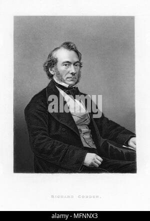 Richard Cobden (1804-1865) "l'apôtre du libre-échange". Économiste, homme politique britannique et du Lancashire fabricant calico. L'un des fondateurs en 1838 de l'Anti-Corn Law League et militant pour le libre-échange. À partir de 'Le monde de grands hommes". (Londres, c.1870). La gravure. Banque D'Images