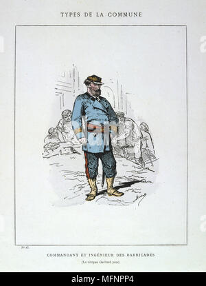 Commune de Paris 26 mars-28 mai 1871. Commune types : Commandant et ingénieur de barricades (Citoyen Gaillard pere). Banque D'Images