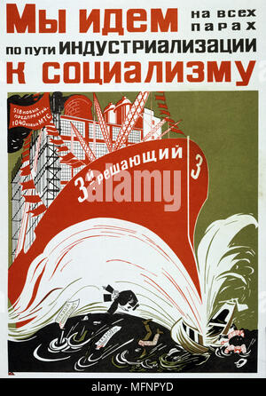 Vers le socialisme", 1931. Affiche de propagande soviétique par Dobrokousky M. La Russie communiste le communisme de l'URSS Banque D'Images