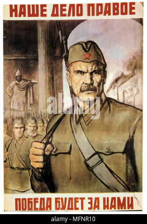 Notre cause est juste. La victoire sera la nôtre", 1941. Affiche de propagande soviétique. Urss Russie communiste Communisme Banque D'Images