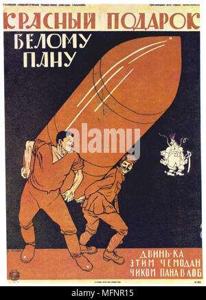 Un cadeau rouge (bombe) pour un maître blanc', 1920. Affiche de propagande soviétique par Dmitry Orlov (Moor). La Russie communiste le communisme de l'URSS Banque D'Images