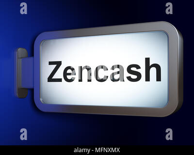 Concept Blockchain Zencash sur fond de panneaux : Banque D'Images