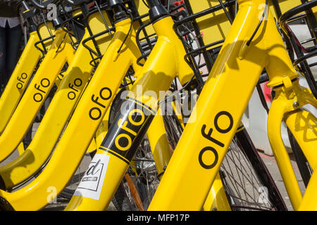 L'OFO adossé à Alibaba régime de location de vélos est quitter Londres parmi les préoccupations de son avenir Banque D'Images