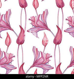 Hand Drawn seamless pattern d'Abstract Flowers Banque D'Images