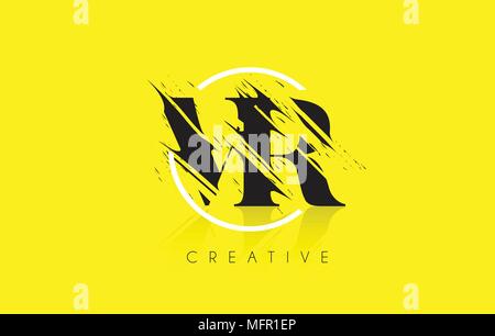 Lettre VR avec logo Coupe Grundge Vintage Design. Élégant Dessin détruit l'icône Lettre vecteur. Illustration de Vecteur