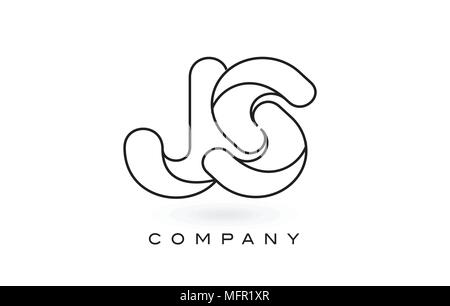 Lettre monogramme JS avec monogramme Logo noir fin contour Contour. Lettre moderne, tendance Design Vector Illustration. Illustration de Vecteur