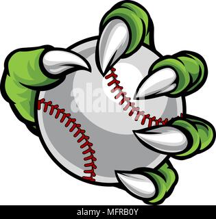 Monster ou animal claw holding Baseball Ball Illustration de Vecteur