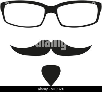 Noir et blanc avatar anonyme. silhouette Barbe et moustache lunettes. Illustration vecteur de Hipster de la carte cadeau autocollant de certificat, d'un insigne, tr Illustration de Vecteur