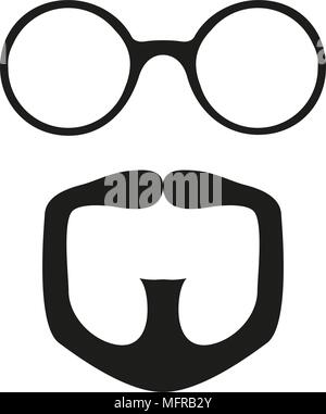 Bouc noir et blanc lunettes Silhouette définie. Illustration vecteur de mode de la carte cadeau autocollant de certificat, d'un insigne, signe, cachet, étiquette, logo, icône, p Illustration de Vecteur