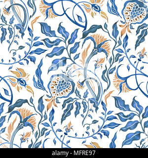 Hand Drawn seamless pattern d'Abstract Flowers Banque D'Images