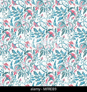 Hand Drawn seamless pattern d'Abstract Flowers Banque D'Images