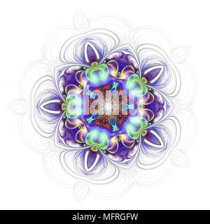 Résumé motif à fleurs colorées futuriste fractale. Rendu 3d illustration d'un motif fantaisie art fractal.. digital art design élément. Résumé p Banque D'Images