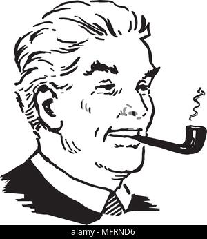 Man Smoking Pipe - Retro Clipart Illustration Illustration de Vecteur