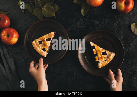 Morceaux de tarte aux pommes Banque D'Images