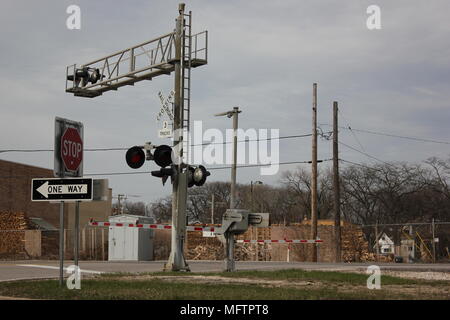 Railroad crossing à Chicago, Illinois. Banque D'Images