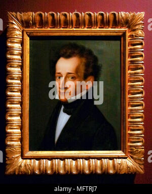 Italie Marches Recanati : Villa Colloredo Mels : Lorenzo Lotto exposition 'Dialogue avec G. Leopardi' - Portrait de Giacomo Leopardi par Giovanni Gallucci Banque D'Images