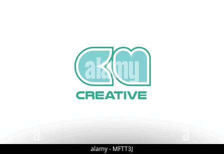 Combinaison mixte rejoint lettre lettre alphabet pastel vert c cu u icône logo design company Illustration de Vecteur