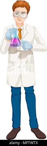 Un scientifique de laboratoire Holding Beaker illustration Illustration de Vecteur