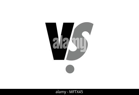 L'icône de création de logo combinaison alphabet lettre vs v s en noir et gris isolé sur fond blanc avec un design efficace simple Illustration de Vecteur