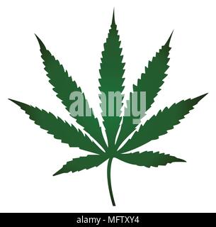 Feuille de Cannabis avec l'icône de couleur vert plat Illustration de Vecteur