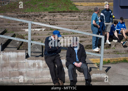 Fans se rassemblent à l'intérieur fin accueil Palmerston Park, Dumfries avant de reine du Midi a accueilli un Dundee United en championnat écossais. La maison a joué dans le même sol depuis sa création en 1919. Queens a remporté le match 3-0 vu par une foule de 1 531 spectateurs. Banque D'Images