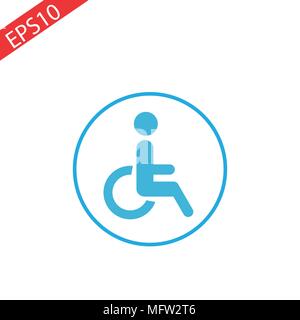 Personne handicapée icône arrondie. Style d'illustration vectorielle est une personne handicapée iconique plats gris à l'intérieur d'un symbole de cercle. D'autres variantes de couleur sont bl Illustration de Vecteur