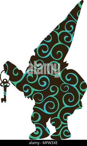 Silhouette modèle nain petit conte de gnome . Vector illustration. Illustration de Vecteur