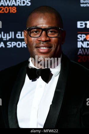 Ugo Monye participant à la BT Sport Industry Awards 2018 tenue à Battersea Evolution dans Battersea Park, Londres. Banque D'Images