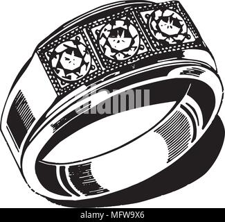 Bague de mariage de mens - Retro Clipart Illustration Illustration de Vecteur