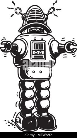 Mister Robot - Retro Clipart Illustration Illustration de Vecteur