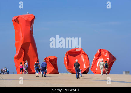 Le travail conceptuel de l'art Rock des étrangers par l'artiste Arne Quinze à seaside resort / Ostende Oostende, Flandre occidentale, Belgique Banque D'Images