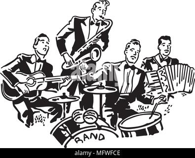 Groupe de musique - Retro Clipart Illustration Illustration de Vecteur