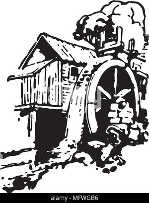 Vieux Moulin - Retro Illustration Art Ad Illustration de Vecteur