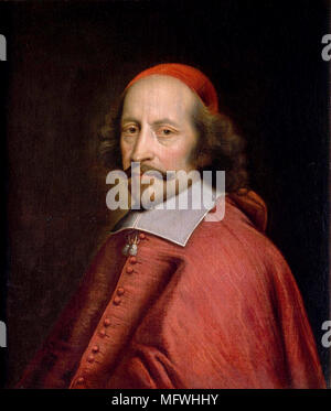 Cardinal Jules Mazarin Raymond, 1er duc de Rethel, Mayenne et Nevers (1602 - 1661),né Giulio Raimondo Mazzarino, cardinal italien, diplomate, homme politique et Portrait de Jules Mazarin par Pierre Mignard (1658) Banque D'Images