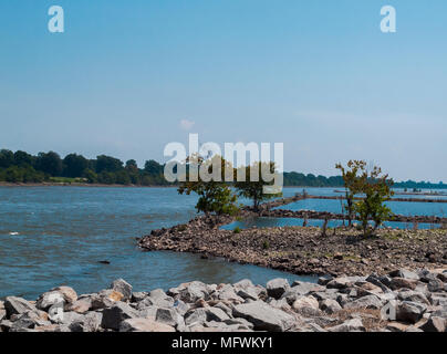 Rochers sur la rive du fleuve. Banque D'Images