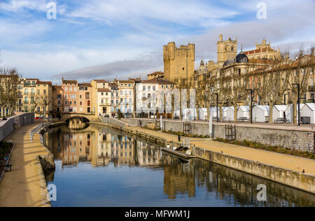 Canal de la Robine à Narbonne, Languedoc-Roussillon - France Banque D'Images