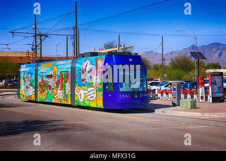 Le soleil tucson lien dans la zone de la rue du congrès de cette ville de l'Arizona. Banque D'Images