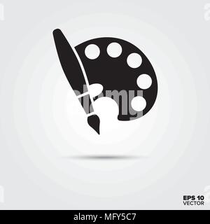 Le pinceau et l'icône de la palette. Symbole de l'art. Vecteur EPS 10. Illustration de Vecteur