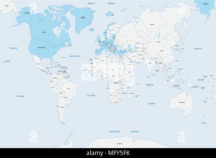 Les États membres de l'OTAN carte vectorielle Illustration de Vecteur