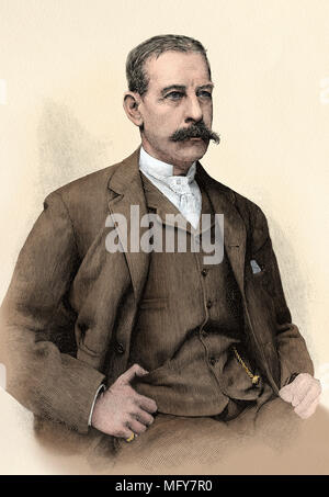 James Gordon Bennett, Jr., l'éditeur de journal. Gravure sur bois couleur numérique Banque D'Images